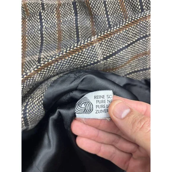 Vintage ESCADA By Margaretha Ley Skirt Suit Womens 36 Brown Plaid Wool Germany - Picture 6 of 11